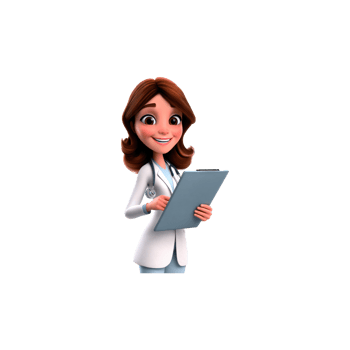 Female Doctor Holding Clipboard. Healthcare Professional Cartoon Character Isolated On Transparent Background png