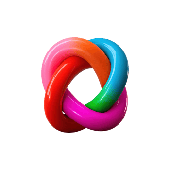 Colorful Intertwined Torus Shapes. Abstract 3D Art Symbolizing Unity And Complexity Isolated On Transparent Background png