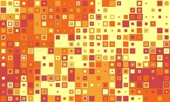 Abstract warmtoned mosaic of varying sized squares. Ideal for backgrounds, website design, or to represent data, technology, or connectivity. vector