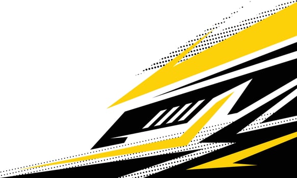 Abstract black and yellow geometric stripes racing background for car wrap sticker vector