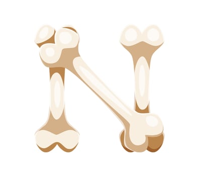 Day of the Dead font human bones letter N vector