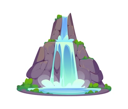 Pirate treasure island constructor, waterfall rock vector