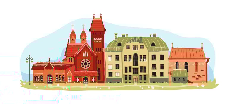 Old town. illustration in flat style. Beautiful old town. vector