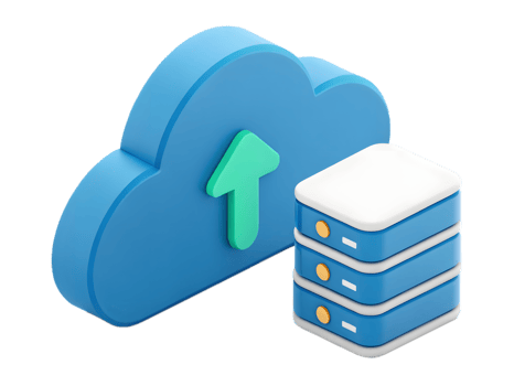 Cloud storage with data server illustration. png