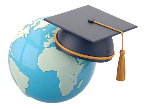 Graduation Cap on a 3D Globe png