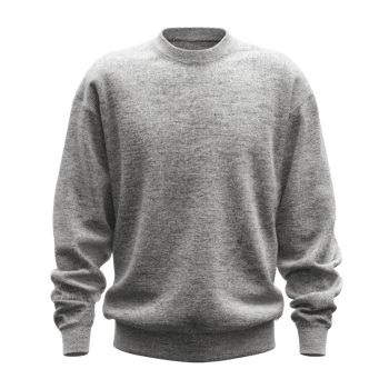Grey Knit Crew Neck Sweater Mockup on Transparent Background High quality png