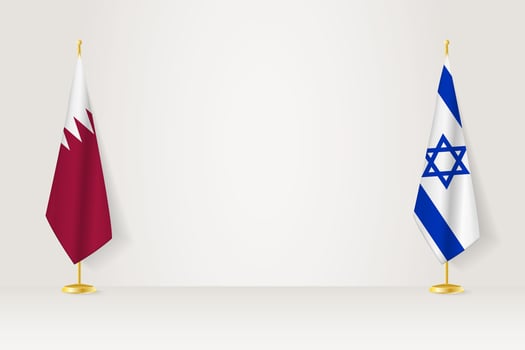 Flags of Qatar and Israel vector
