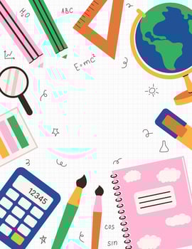 Colorful study tools and educational items vector