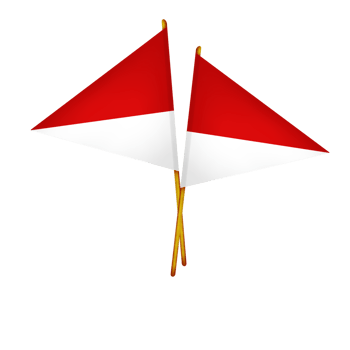 Two red and white indonesia flags on a Transparent background png