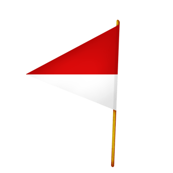 A red and white flag with a wooden pole png
