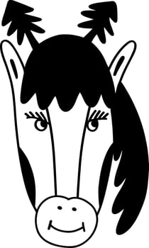 Christmas horse mask. Christmas, New year concept. Hand drawn illustration vector