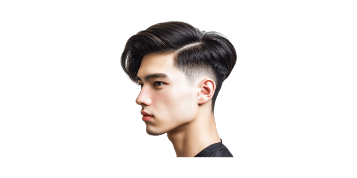Profile Of Young Man With Stylish Undercut Hairstyle. Modern Grooming And Fashion Trends Isolated On Transparent Background png
