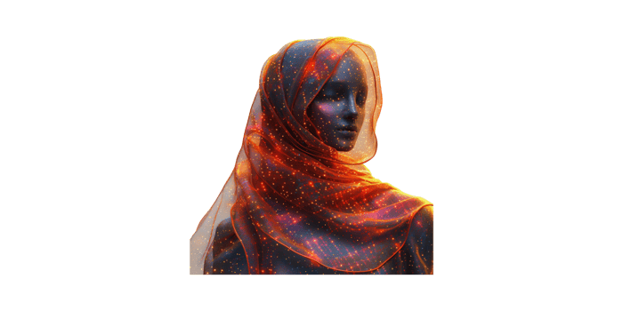 Digital Art Of Woman In Cosmic Hijab. Fusion Of Fashion And Universe Aesthetics Isolated On Transparent Background png