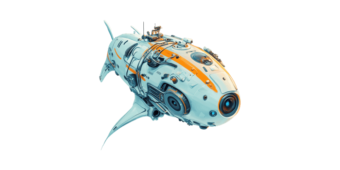 Futuristic Robotic Fish Submarine. Advanced Underwater Exploration Technology Isolated On Transparent Background png