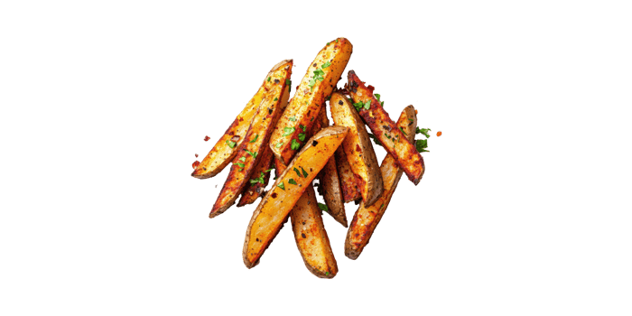 Crispy Seasoned Potato Wedges With Herbs. Delicious Snack Or Side Dish Isolated On Transparent Background png