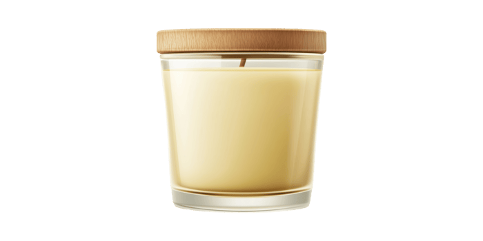 Glass Jar Candle With Wooden Lid. Aromatherapy And Home Decor Element Isolated On Transparent Background png