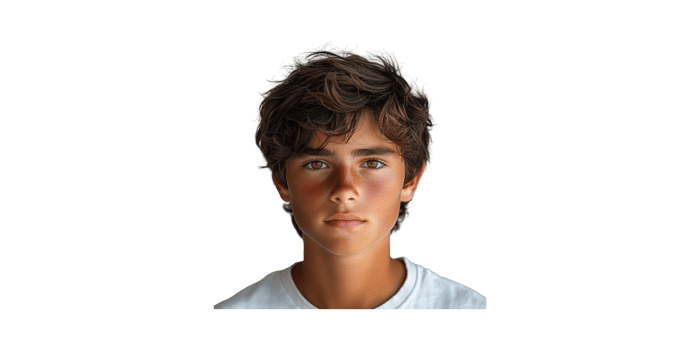 Young Boy With Freckles And Brown Hair. Portrait Of Youthful Innocence And Natural Beauty Isolated On Transparent Background png