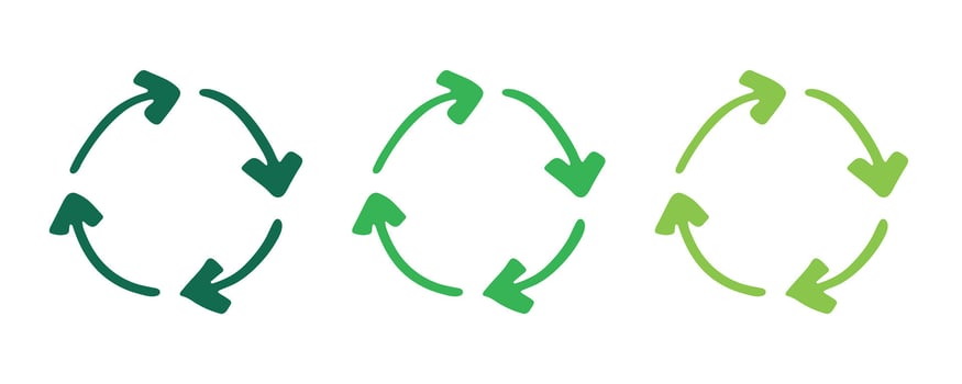 Hand drawn recycle arrow icon Green twenty eight Recycling resources symbol Reuse of materials, zero waste, green environment, saving the planet vector