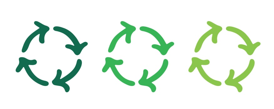 Green twenty six Hand drawn recycle arrow icon Recycling resources symbol Reuse of materials, zero waste, green environment, saving the planet vector