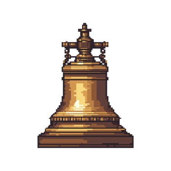 Golden Bell Pixel Art Illustration. Retro Gaming Style And Vintage Aesthetic Isolated On Transparent Background png