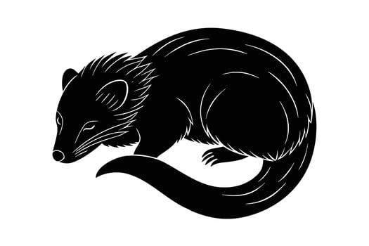 An image of a black and white possum vector