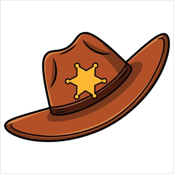 Cartoon cowboy hat illustration. Simple hand drawn style isolated on transparent background. Suitable for western, country, and cowboy themed projects. vector