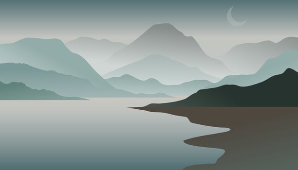 Mountain and river landscape illustration vector