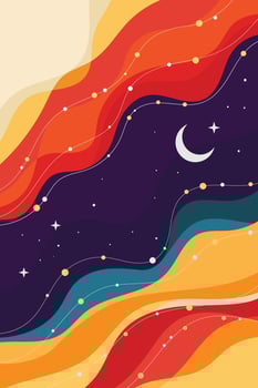 Abstract night sky with colorful waves vector