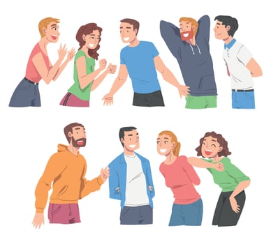 Friends interacting in fun illustrations vector
