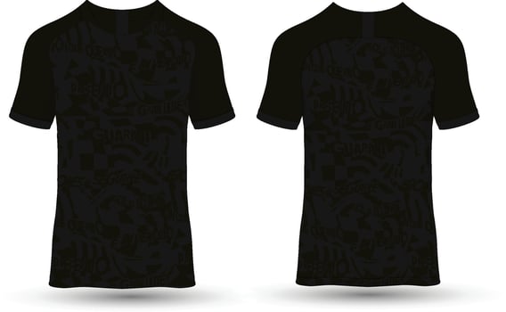 Black soccer jersey with black print on the front and back vector