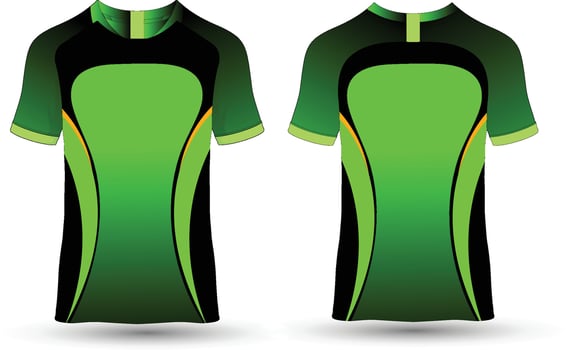 Green rugby jersey template, front and back vector