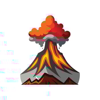 Eruption Fury Explosive Volcano Illustration on White Background vector