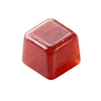 Red jelly cube candy isolated on transparent background png