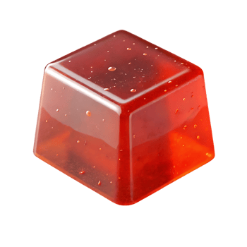 Single red translucent cube isolated on transparent background png