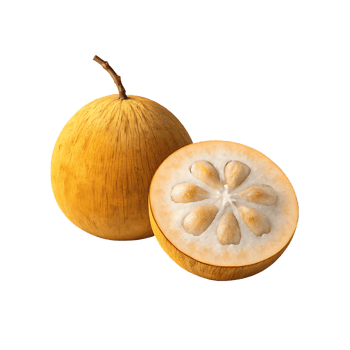 Whole and halved yellow fruit isolated on transparent background png