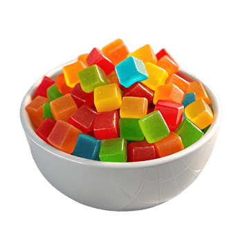colorful gummy cubes TU isolated on transparent background png