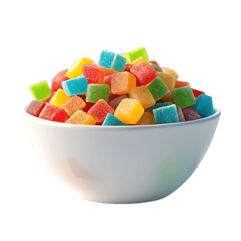 colorful gummy cubes isolated on transparent background png