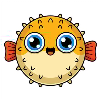 illustration of cute sea fish cartoon character flat design isolated on transparent background. Ideal for kids, ocean, marine, and aquatic themes. vector