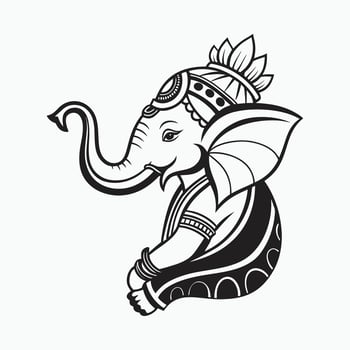 An elephant in a traditional indian style vector