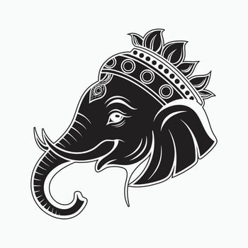 An elephant head with a crown on its head vector