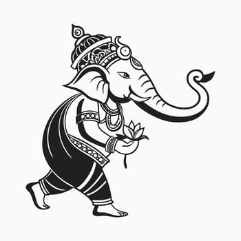 An elephant with a flower in its mouth vector