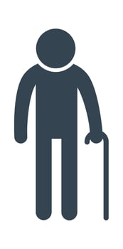 Old Man With Cane Icon vector