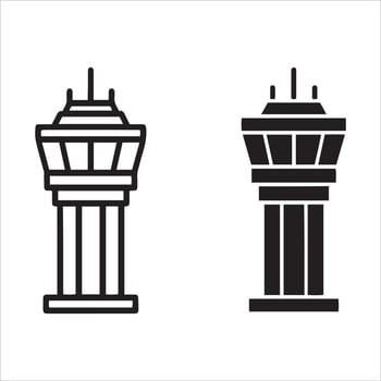 Two styles of air traffic control tower symbols vector