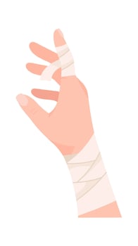 First Aid Bandaged Hand Flat Illustration Icon vector