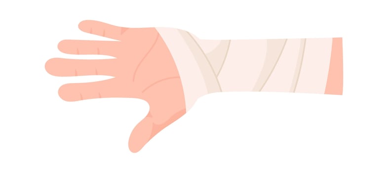 First Aid Bandaged Hand Hand Drawn vector