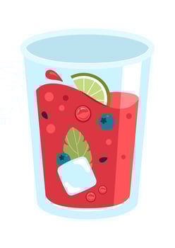 Berries Cocktail Glass Flat Illustration vector