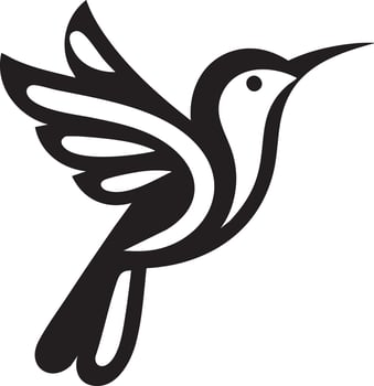 Stylized Hummingbird Silhouette Flying with Wings Spread Graceful Bird Art vector