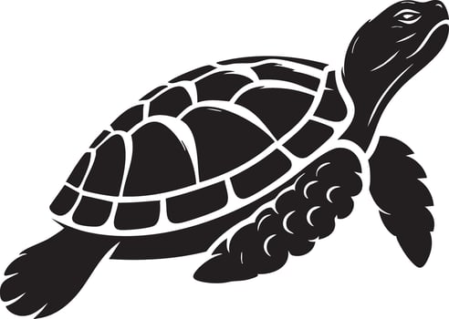 Tribal Sea Turtle Swimming Gracefully Through Stylized Ocean Waves vector