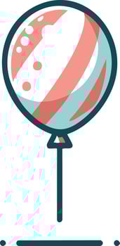 Charming Red Blue Striped Balloon Floating on Simple Minimalist Background vector