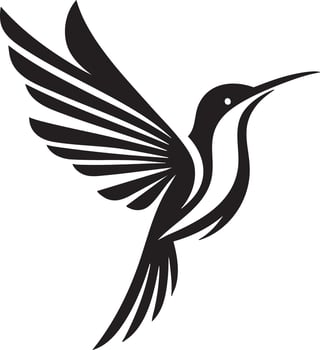 Stylized Black Silhouette of a Hummingbird in Flight Minimalist Logo Design vector